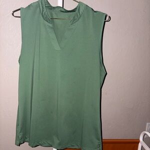 Green Sleeveless Mandarin Collar Blouse